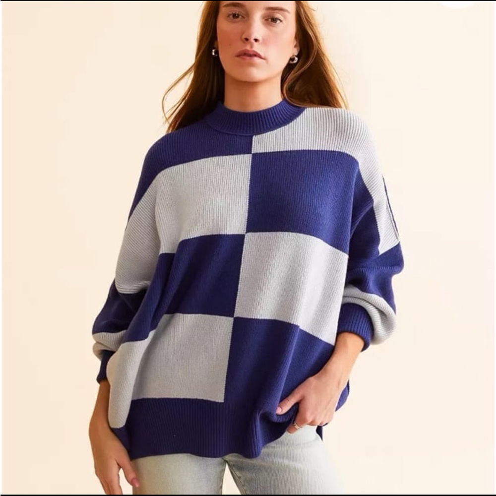 Free People Color Block Sweater